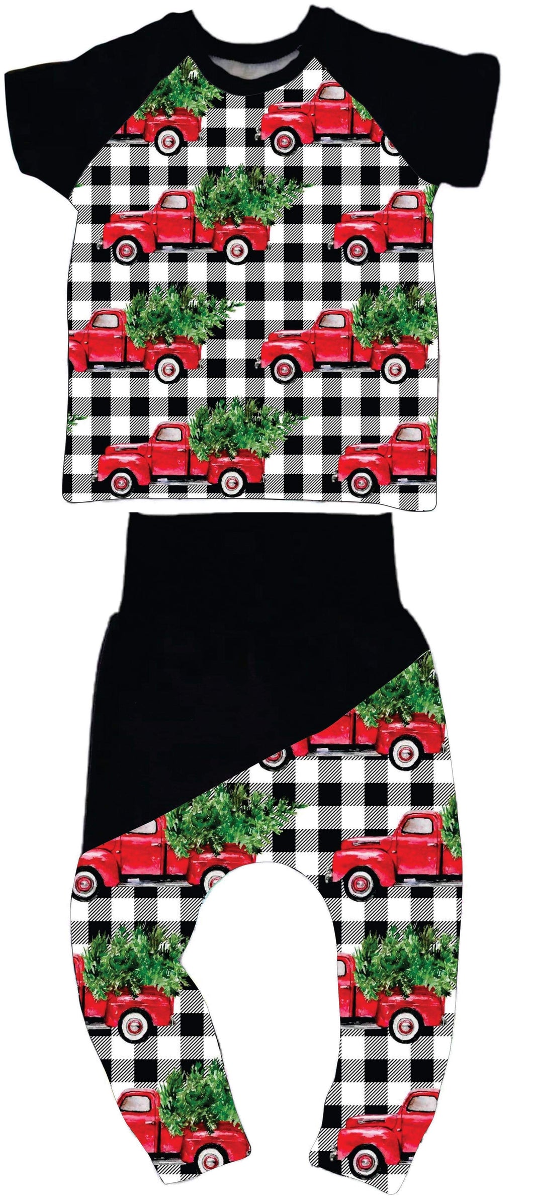 Christmas tree plaid set