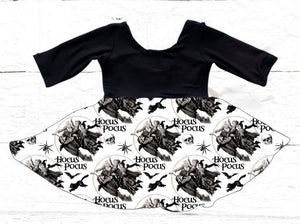 Hocus Pocus BW Peplum Dress