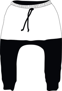 White with black color block harem style bottoms